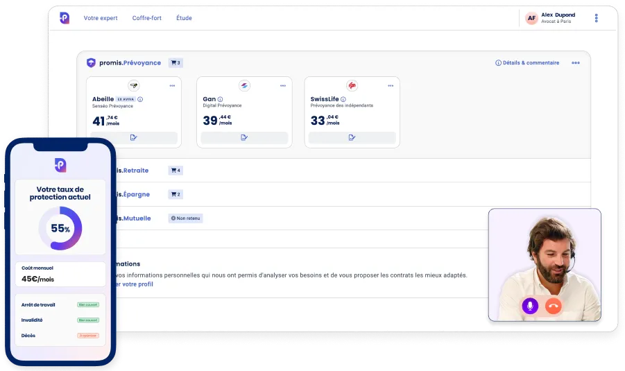 Interface de l'application Promis